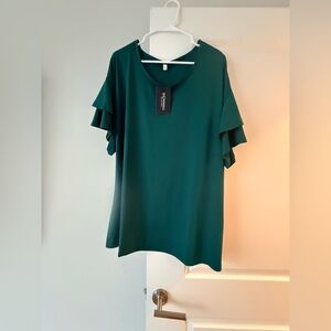 Flutter Sleeve Emerald Green Blouse
